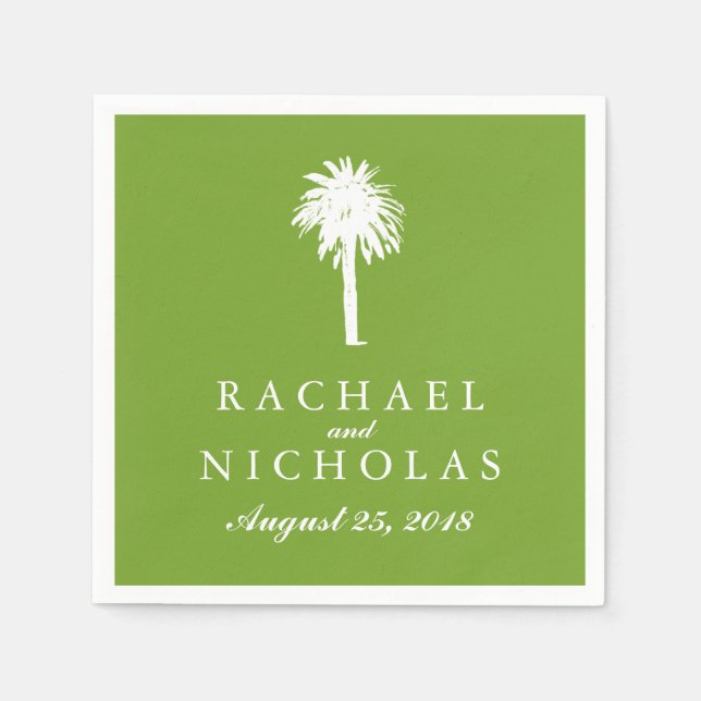 Lime Green Palm Tree Tropics | Wedding Paper Napkins (Front)