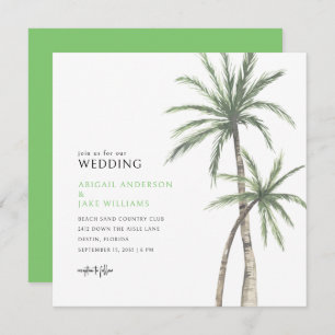 Lime Green Palm Tree Wedding Invitation