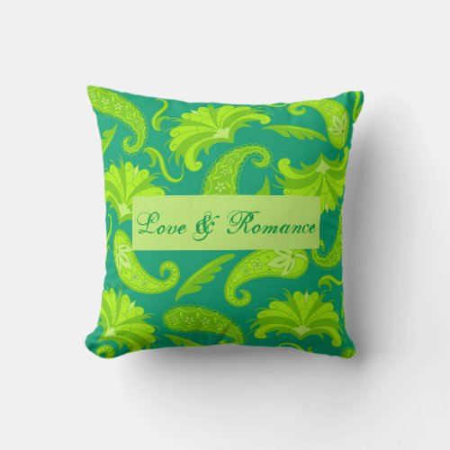 Lime Green Parisian Paisley Decorative Pillow