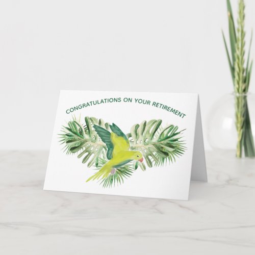 Lime Green Parrot Happy Retirement Greeting Card