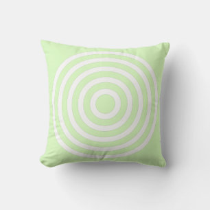 Lime Green Pastel & White Concentric Circles Throw Pillow