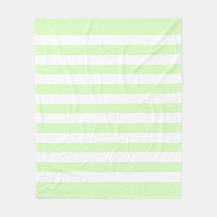 Lime Green Pastel & White Lines Pattern Fleece Blanket