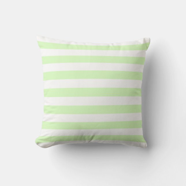 Lime Green Pastel & White Lines Pattern Throw Pillow (Front)