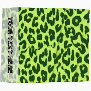 Lime green pattern leopard fur texture binder