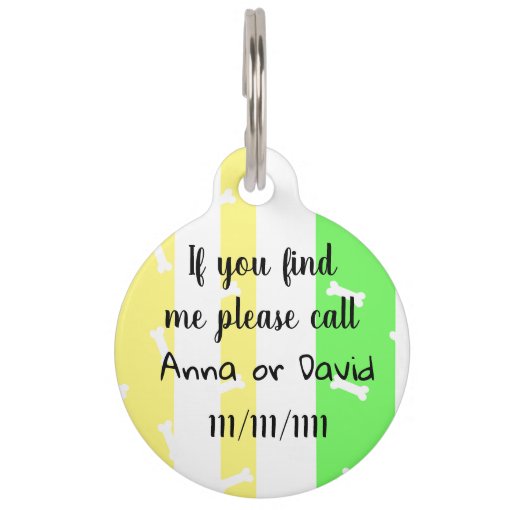 Lime Green Paw Print Dog Name Tag and Phone Number Zazzle