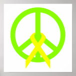 Lime Green Peace & Ribbon Poster