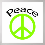 Lime Green Peace & Word Poster