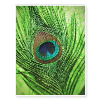 Lime Green Peacock Temporary Tattoos