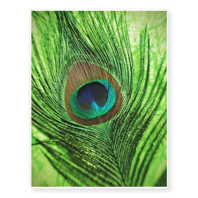 Lime Green Peacock Temporary Tattoos (Front)