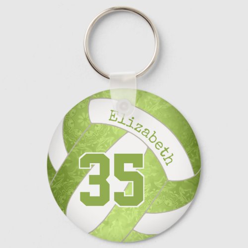 lime green personalized girly volleyball keychain