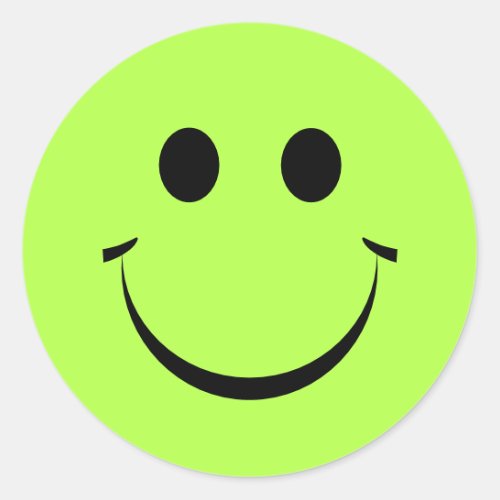 Lime Green Personalized Happy Face Classic Round Sticker