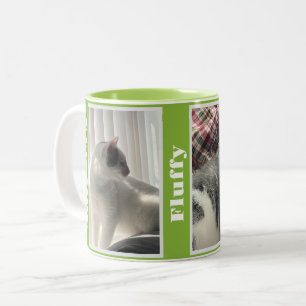 Lime Green Pet Photos and Names Two-Tone Coffee Mug