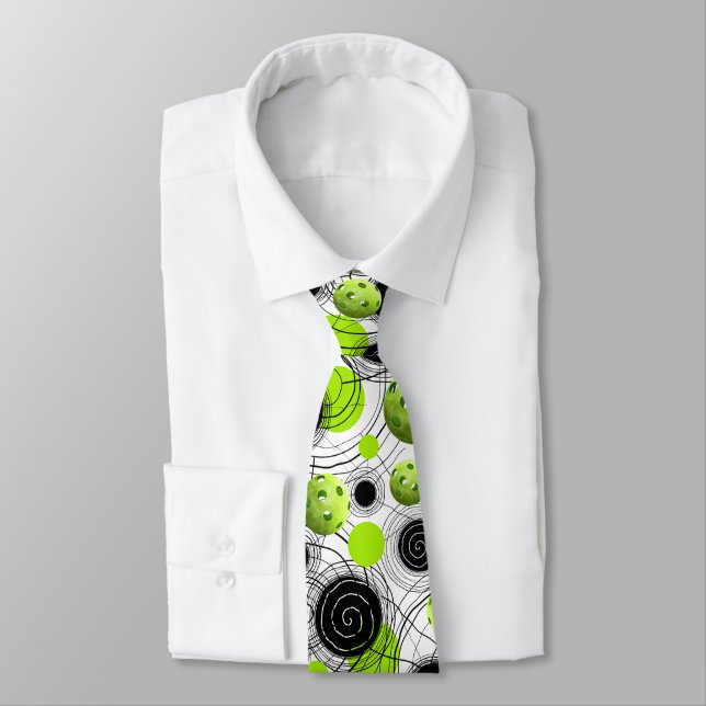 Lime Green Pickleballs - Neck Tie (Tied)