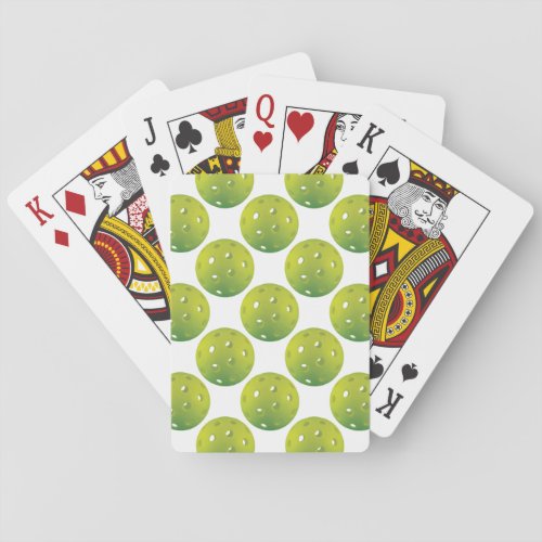 Lime green pickleballs pattern playing cards