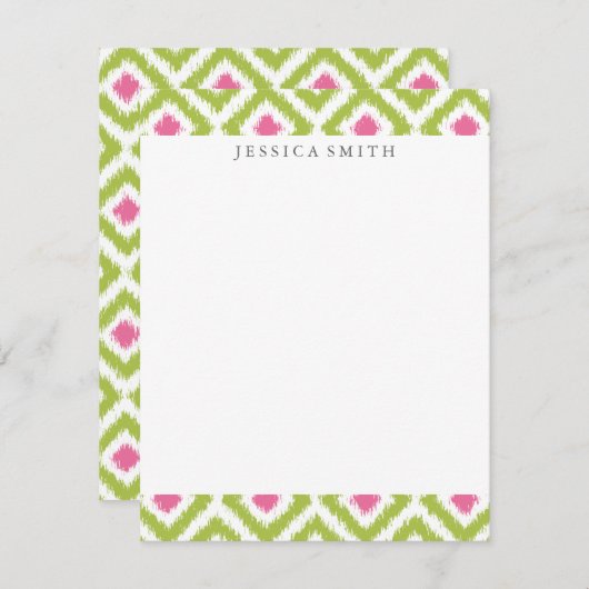 Lime Green Pink Diamonds Ikat Pattern (Front/Back)