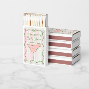 Lime Green Pink Stripe Cocktail Margs Bridal Favor Matchboxes