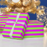 Lime Green Pink Stripe Pattern Modern Wrapping Paper