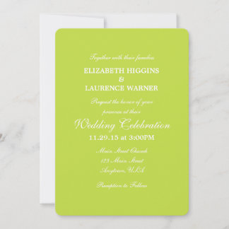 Lime Green Plain Simple Wedding Invitation