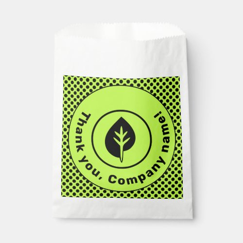 Lime Green Polka Dot Custom Logo  Company Name Favor Bag