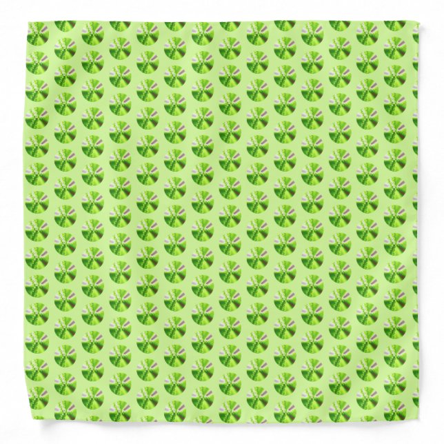 Lime Green Polka Dot Fractal Pattern Bandana (Front)