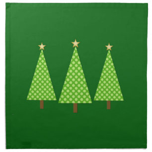 Lime Green Polka Dot Modern Christmas Tree Cloth Napkin