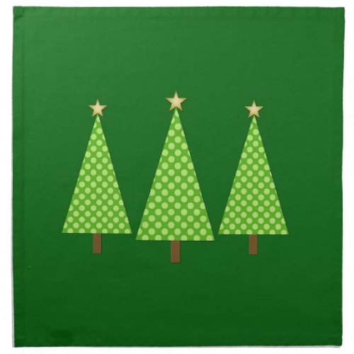 Lime Green Polka Dot Modern Christmas Tree Cloth Napkin