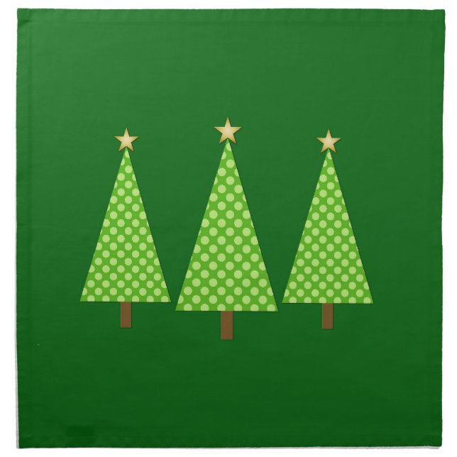 Lime Green Polka Dot Modern Christmas Tree Cloth Napkin (Front)
