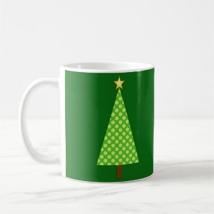 Lime Green Polka Dot Modern Christmas Tree Coffee Mug