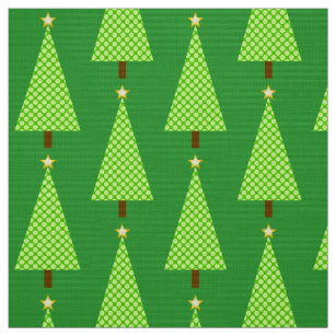 Lime green polka dot modern Christmas tree Fabric