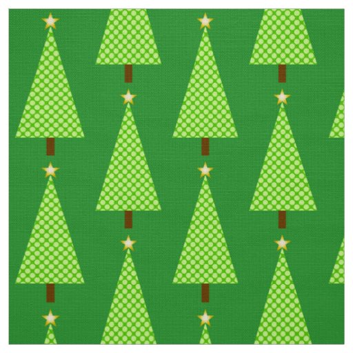 Lime green polka dot modern Christmas tree Fabric