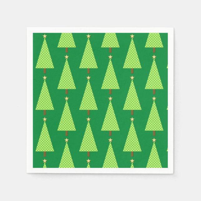 Lime green polka dot modern Christmas tree Paper N Napkins (Front)
