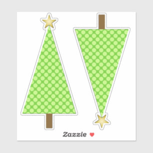 Lime Green Polka Dot Modern Christmas Tree Sticker