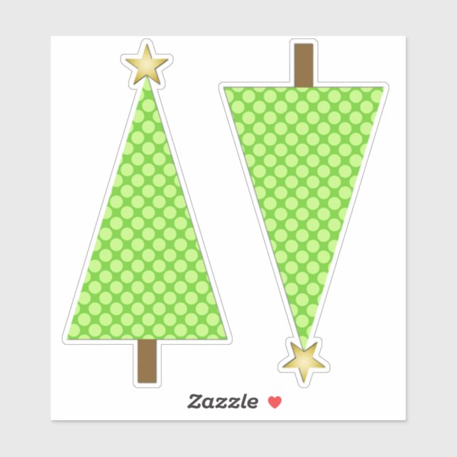 Lime Green Polka Dot Modern Christmas Tree Sticker (Sheet)