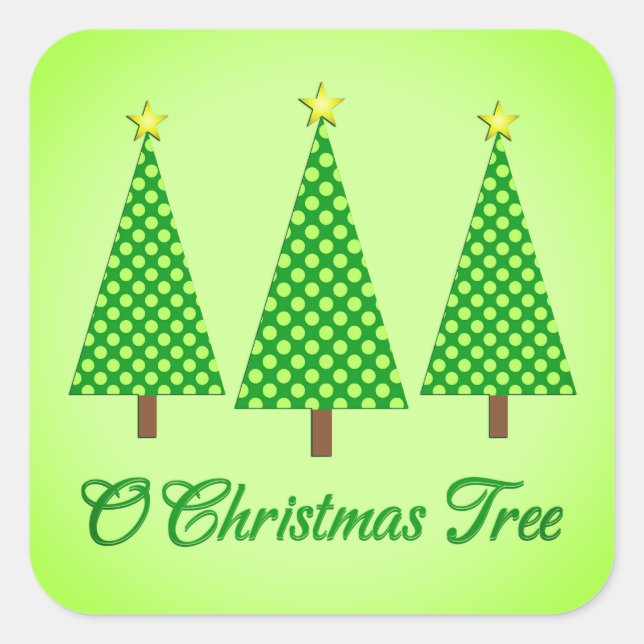 Lime Green Polka Dot Modern Christmas Trees Square Sticker (Front)