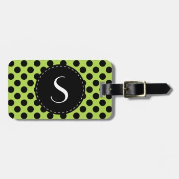 Lime Green Polka Dot Monogram Personalized Luggage Tag by LisaMarieDesign at Zazzle