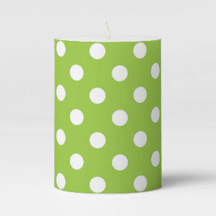 Lime Green Polka Dot Pillar Candle