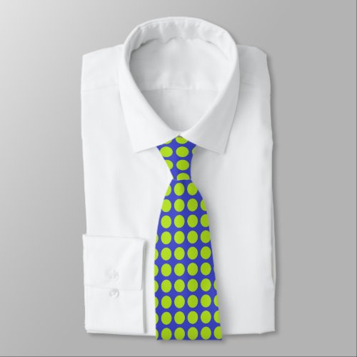 Lime Green Polka Dots Blue Tie