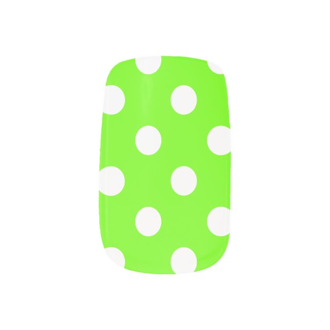 Lime green polka dots minx nail wraps (Right Thumb)