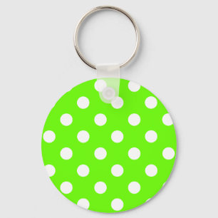 Lime green polka dots nail design for the spring keychain