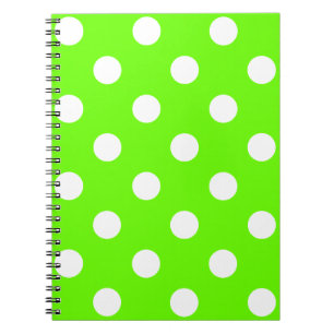 Lime green polka dots nail design for the spring notebook