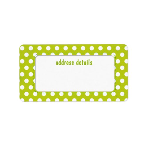 Lime green Polkadot Label