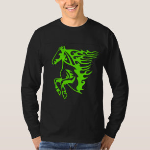 Lime Green Pony Horse Stallion Steed Line Art T-Shirt
