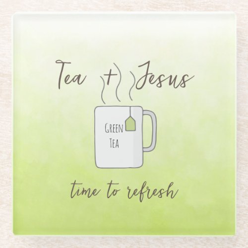 Lime Green Prayer Time Refresh Glass Coaster