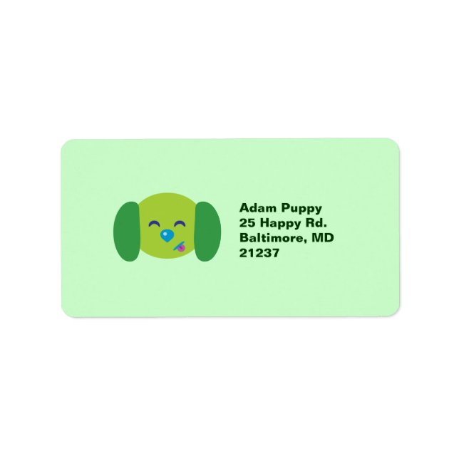 Lime Green Puppy Label (Front)