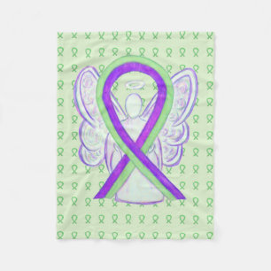 Lime Green & Purple Awareness Ribbon Angel Blanket