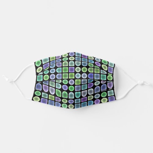 Lime Green Purple Blue Squares Circles Art Black Adult Cloth Face Mask