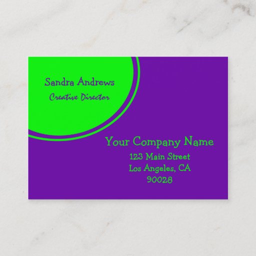 Customizable Lime Green Purple Circle Business Card Template