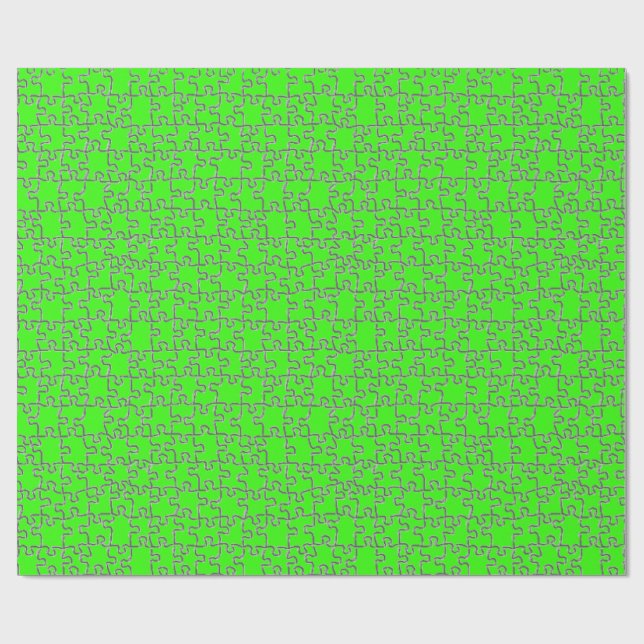 Lime Green Puzzle Wrapping Paper (Flat)