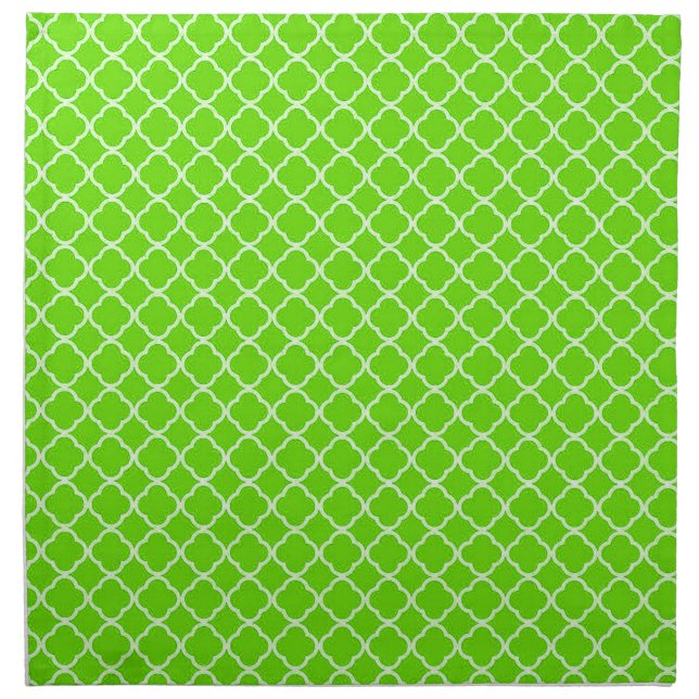 Lime Green Quarterfoil Latti Monogram Napkins (Front)