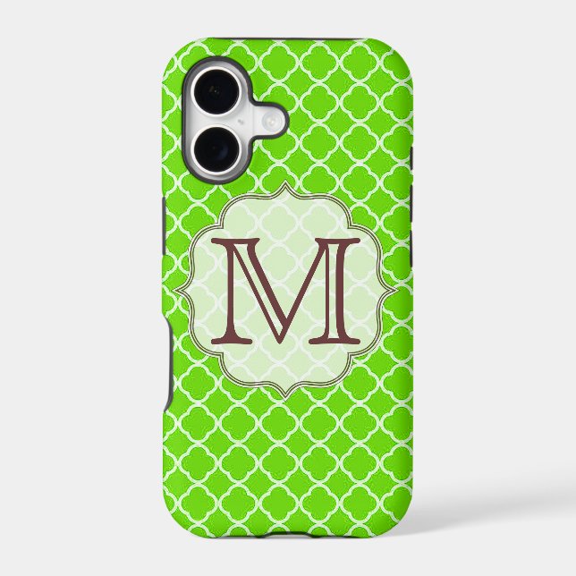 Lime Green Quarterfoil Monogram IPHONE 5 Case (Back)